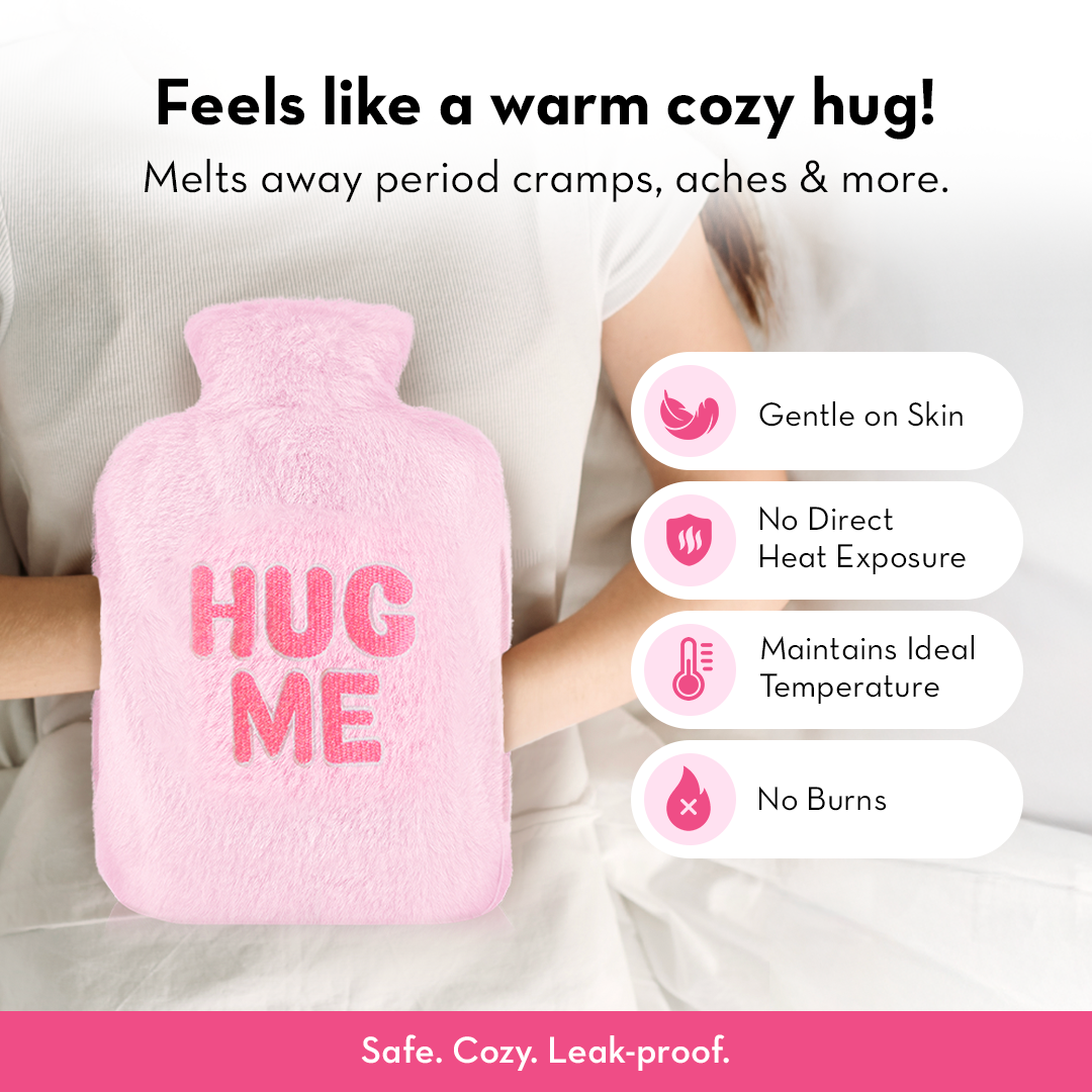 Hug Me Hot Water Bag With Soft Fur Cover