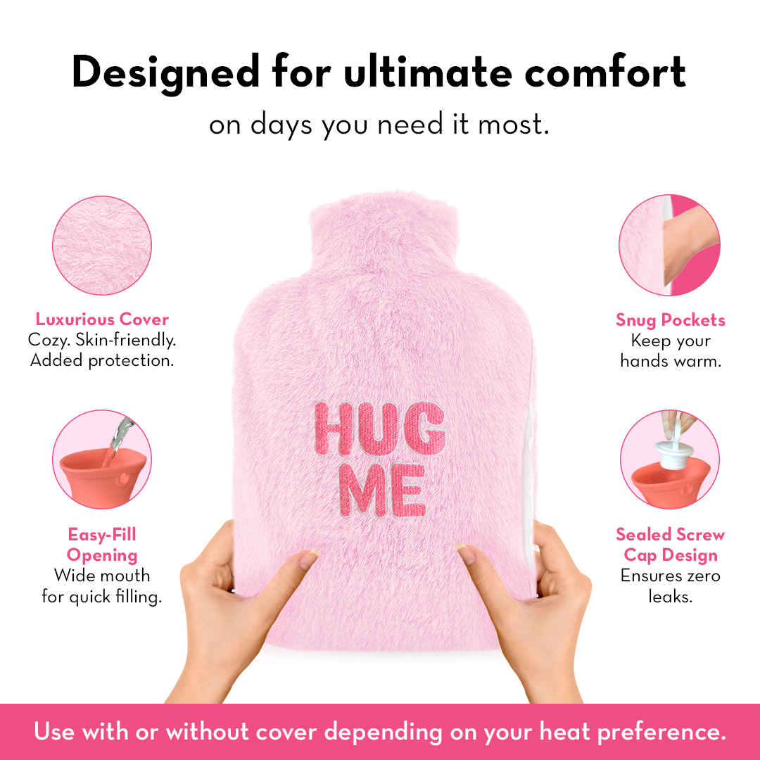 Hug Me Hot Water Bag With Soft Fur Cover