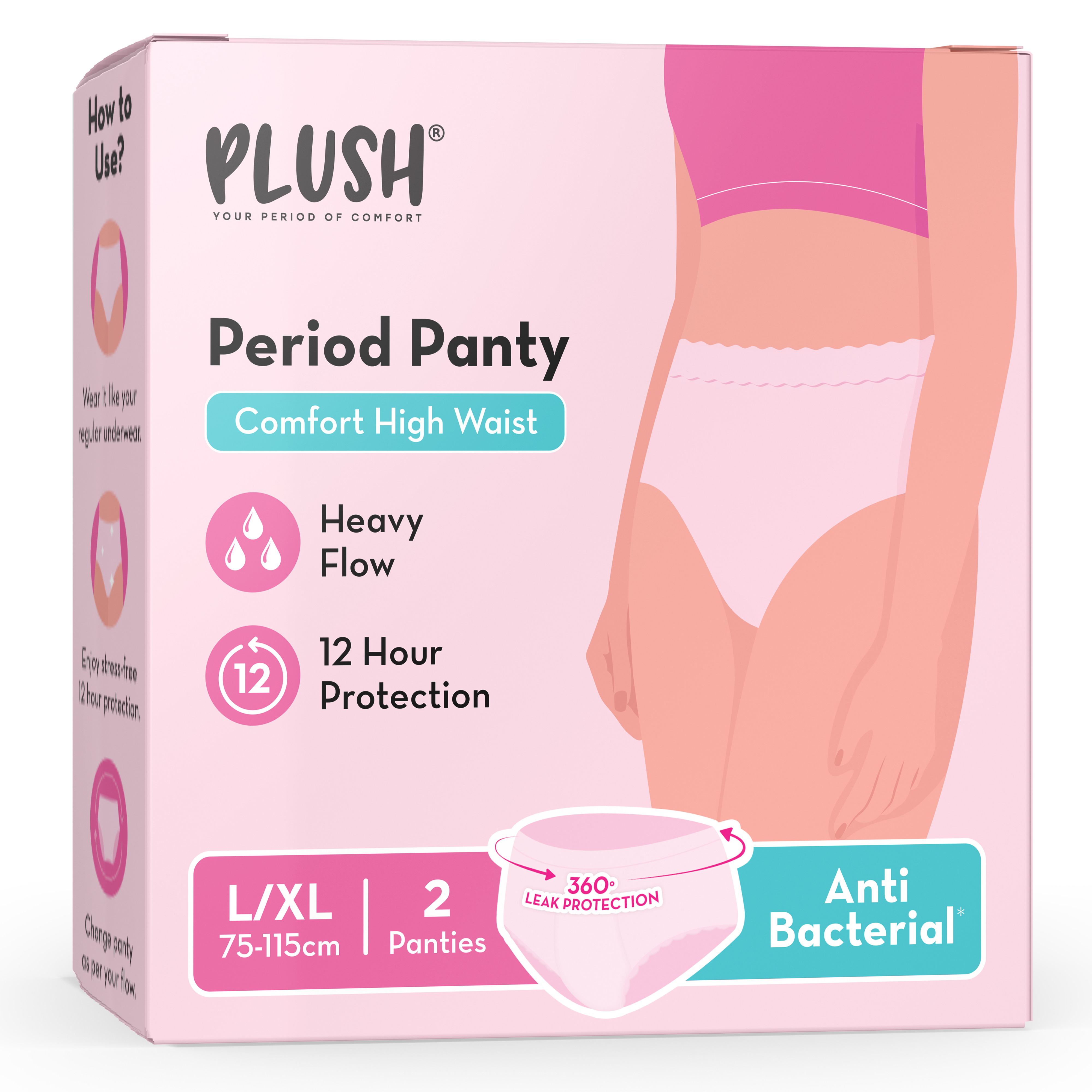 Pack of 2- L/XL Comfort High Waist Period Panty