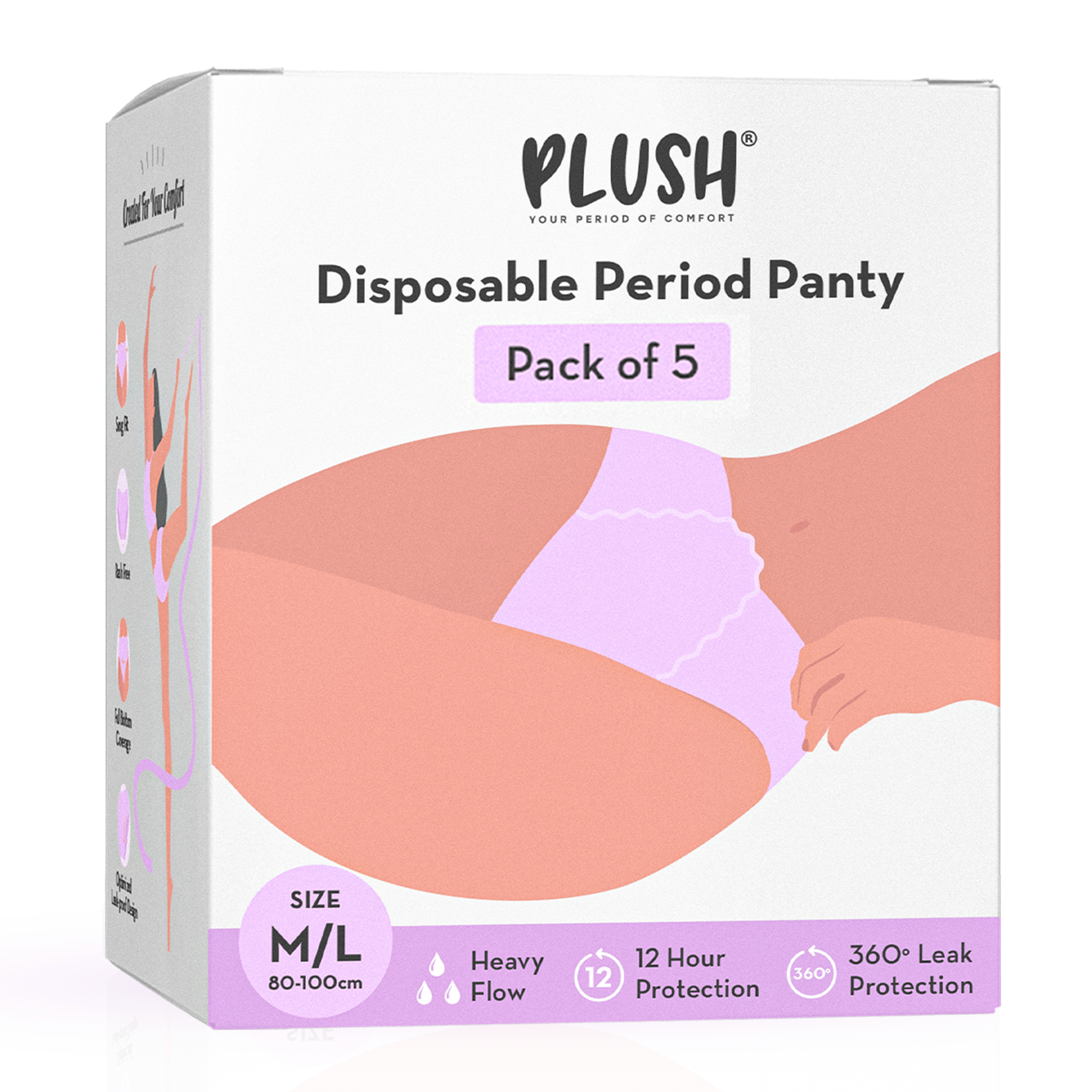PantiePads Disposable Period Panties with Built-in Menstrual Pad, Small, 3  Pack White