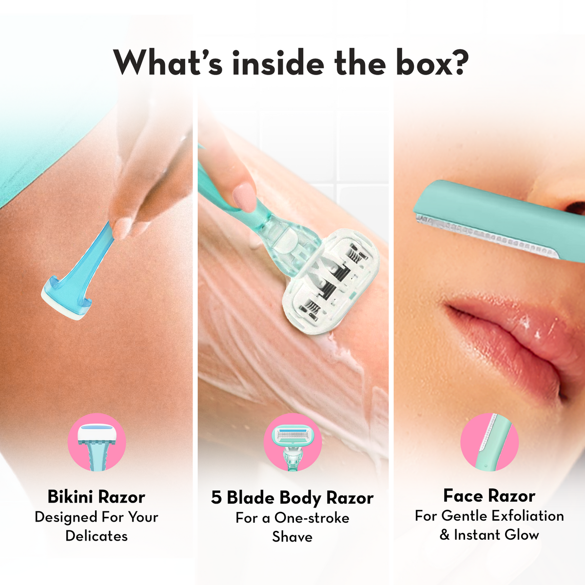 Best Open Face Razor The Ultimate Razor Trio Kit | Bikini, Body & Face Razor