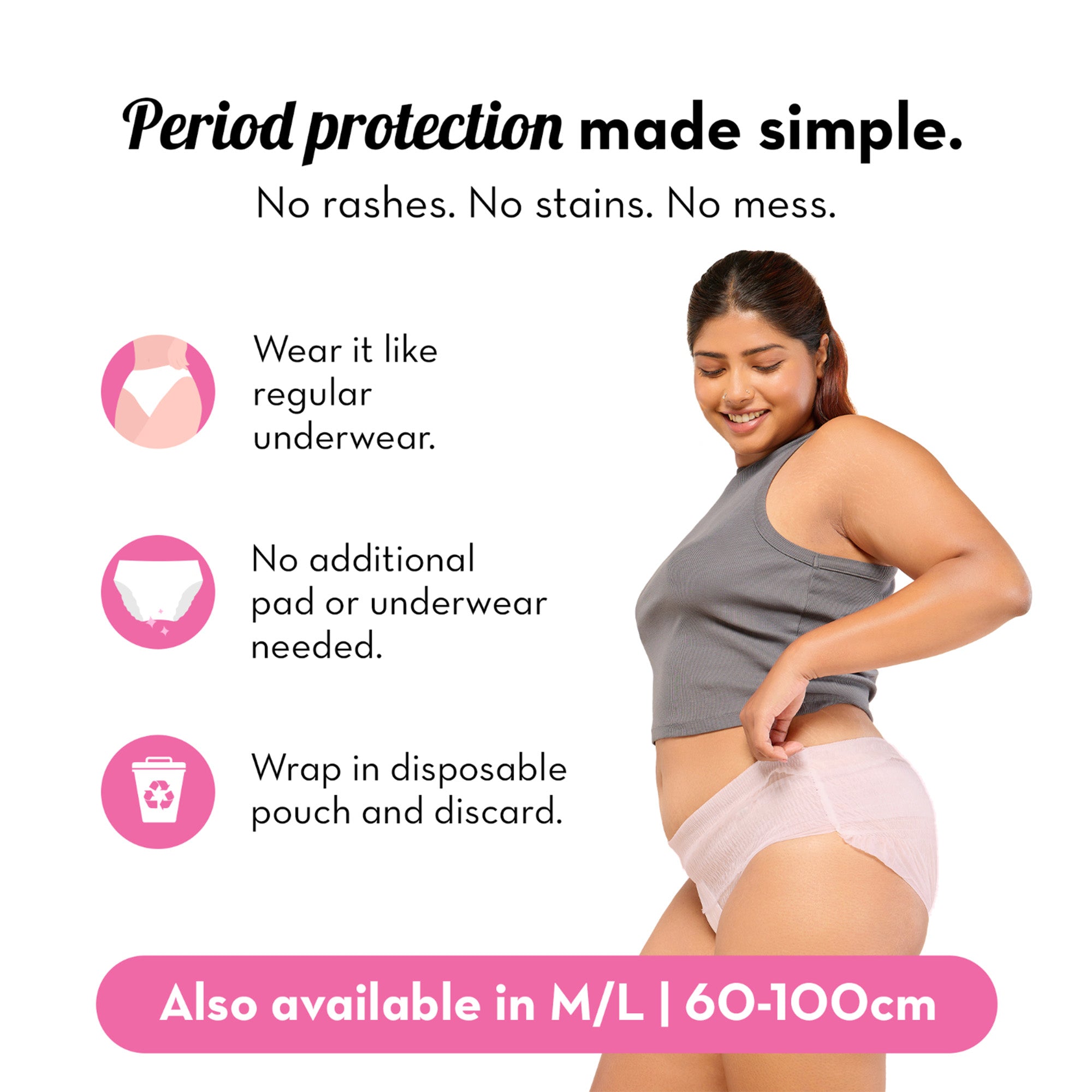 Pack of 2- L/XL Comfort High Waist Period Panty